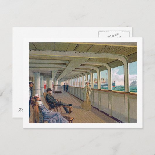 パトリシア、ハンブルク – アメリカ線のデッキビュー ポストカード (正面/裏面)