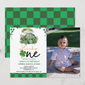 パトリックの日の最初の誕生日パーティラッキーワンパーティー 招待状 (正面/裏面)