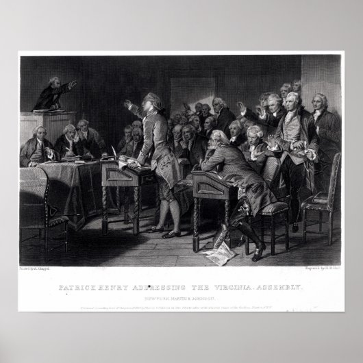 パトリック・ヘンリーはバージニア議会で演説した ポスター (正面)