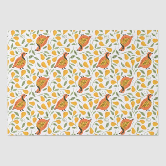 パトリッジとナシの木のシームレスなクリスマスパター 薄葉紙 (正面)