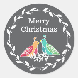 パトリッジバード素朴ズリースメリークリスマス ラウンドシール
