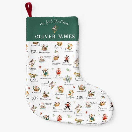 パトリッジ12日 |自分の初めてのクリスマス スモールクリスマスストッキング (正面)