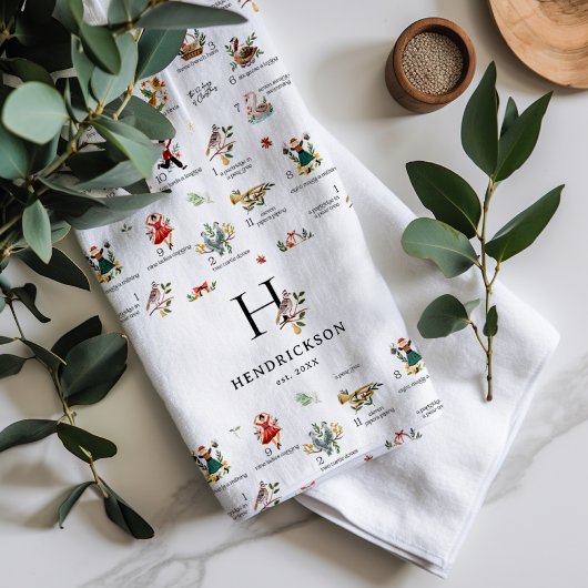 パトリッジ | 12クリスマスモノグラムタオルの日 キッチンタオル