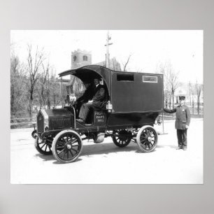 パトロールワゴン、1909年。ヴィンテージ写真 ポスター