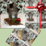 パトンのクリスマスプレイタイム – Cat Christmas ラッピングペーパー<br><div class="desc">パトンは素晴らしいモデルである豪華な小さな救助子猫である！今週末はおもしろいのポーズを取って写真を撮った – パトンと彼の弟のビュヴィントンとの製品の多くをチェックし直す必要がある</div>