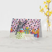 パトンの誕生日ウィッシュ – Cat / Kitten誕生日 カード (黄色い花)