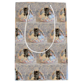 パトンズイースターバスケット猫/子猫-抱き枕 ミディアムペーパーバッグ