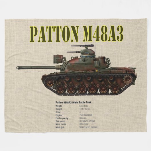 パトンM48A3タンク フリースブランケット (正面(横))