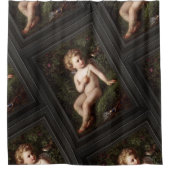 パト食べ物を与えトは鳥にイチゴを シャワーカーテン (正面)