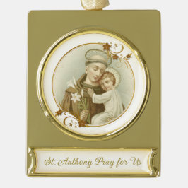パドアベビーの聖アンソニー ゴールドプレートバナーオーナメント