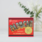 パドゥカケンタッキー原子都市ヴィンテージグリーティング ポストカード (スタンド正面)