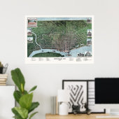 パドゥカ， KYパノラママップ – 1889 ポスター (ホームオフィス)