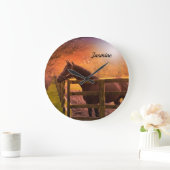 パドックパーソナライズされた馬 ラージ壁時計 (ホーム)