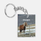 パドック荷車を引くキーチェーンにベルギーの馬 キーホルダー (正面左)