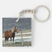 パドック荷車を引くキーチェーンにベルギーの馬 キーホルダー (裏面)