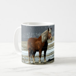 パドック荷車を引くコーヒーマグにベルギーの馬 コーヒーマグカップ