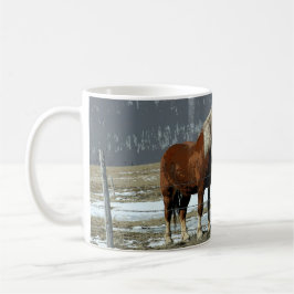 パドック荷車を引くコーヒーマグにベルギーの馬 コーヒーマグカップ