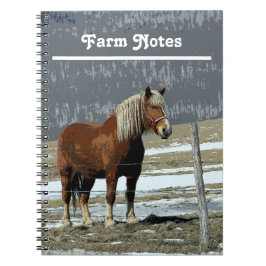 パドック荷車を引くスパイラルノートにベルギーの馬 ノートブック