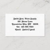 パドック荷車を引く名刺にベルギーの馬 名刺 (裏面)