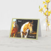 パドック、ペット損失の悔やみや弔慰の2頭の馬 カード (黄色い花)