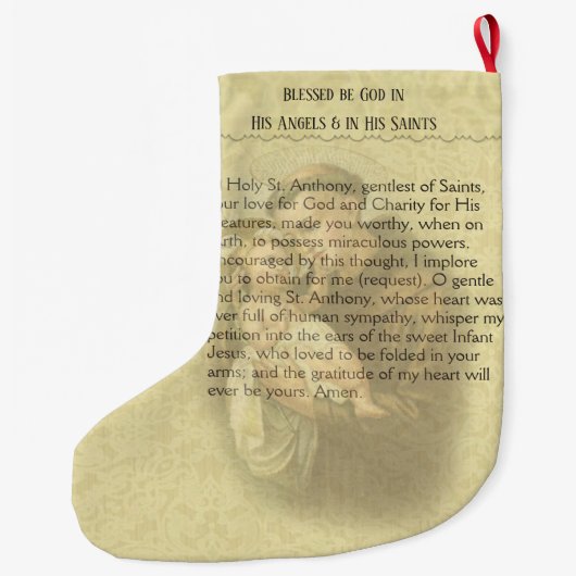 パドパーソナライズされたア祈りの言葉 ラージクリスマスストッキング (裏面)