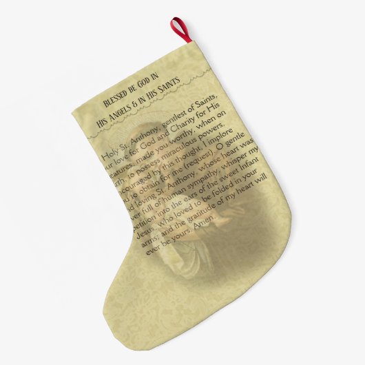 パドパーソナライズされたア祈りの言葉 ラージクリスマスストッキング (裏面 (吊り時))