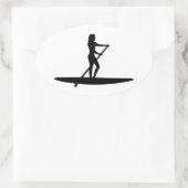 パドリングの女の子を立ち上げる 楕円形シール (バッグ)