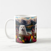 パドルでサモエイ：風光明媚な冒険 コーヒーマグカップ (左)