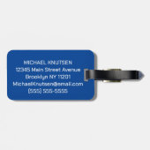 パドルとボールブルーのピクルボーパーソナライズされたル ラゲッジタグ (裏面横)