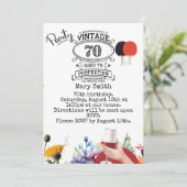 パドルと花とピンポン70誕生日 招待状 (スタンド正面)