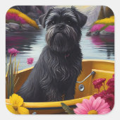 パドルにアフェンピンシャー犬:風光明媚な冒険 スクエアシール (正面)