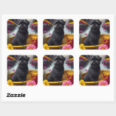 パドルにアフェンピンシャー犬:風光明媚な冒険 スクエアシール (シート)