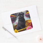 パドルにアフェンピンシャー犬:風光明媚な冒険 スクエアシール (封筒)