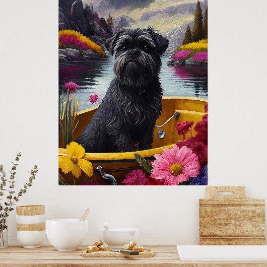 パドルにアフェンピンシャー犬:風光明媚な冒険 ポスター (キッチン)