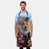 パドルにコルギを乗せる：風光明媚な冒険 エプロン (着用した状態)