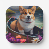 パドルにコルギを乗せる:風光明媚な冒険 ペーパープレート (正面)