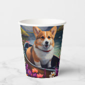 パドルにコルギを乗せる：風光明媚な冒険 紙コップ (正面)