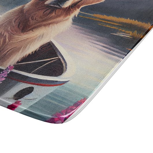 パドルにゴールデンレトリバー:風光明媚な冒険 カッティングボード (角)