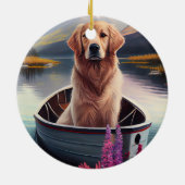 パドルにゴールデンレトリバー:風光明媚な冒険 セラミックオーナメント (裏面)