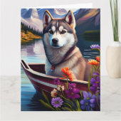 パドルにシベリアのハスキー：風光明媚な冒険 カード (正面)