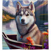 パドルにシベリアのハスキー:風光明媚な冒険 シャワーカーテン (正面)