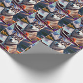 パドルにシベリアのハスキー：風光明媚な冒険 ラッピングペーパー (角)