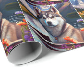 パドルにシベリアのハスキー：風光明媚な冒険 ラッピングペーパー (ロールコーナー)