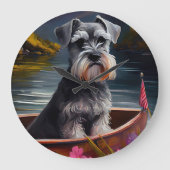 パドルにシュナウザー：風光明媚な冒険 ラージ壁時計 (正面)