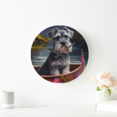 パドルにシュナウザー：風光明媚な冒険 ラージ壁時計 (ホーム)