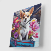 パドルにチワワ：風光明媚な冒険 スクエア壁時計 (傾斜)