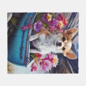 パドルにチワワ：風光明媚な冒険 フリースブランケット (正面(横))