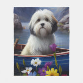 パドルにハバニーズ：風光明媚な冒険 フリースブランケット (正面)