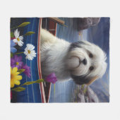 パドルにハバニーズ：風光明媚な冒険 フリースブランケット (正面(横))