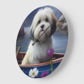 パドルにハバニーズ：風光明媚な冒険 ラージ壁時計 (傾斜)